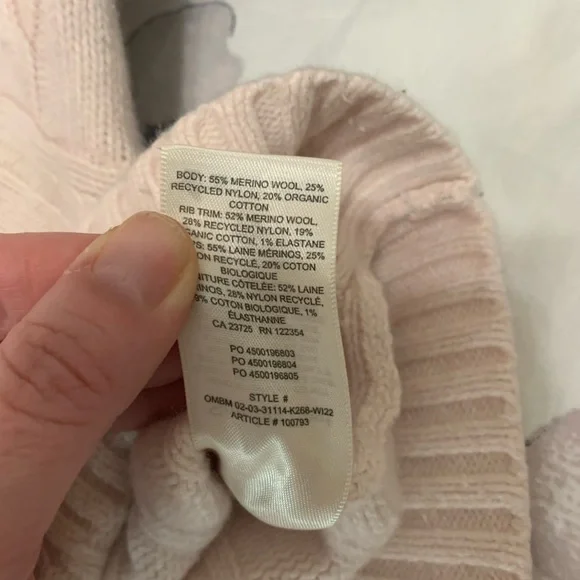 Sunday Best V-Neck Cable Knit Sweater in blush pink Medium Scandi Girl cozy - Picture 8 of 10